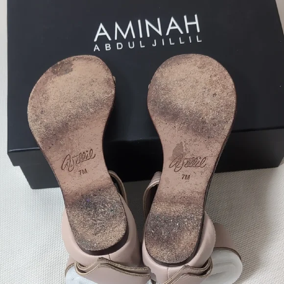 ​Aminah Abdul Jillil Bow Flat Sandal Nude Pink Lambskin Size 7 - Picture 4 of 8